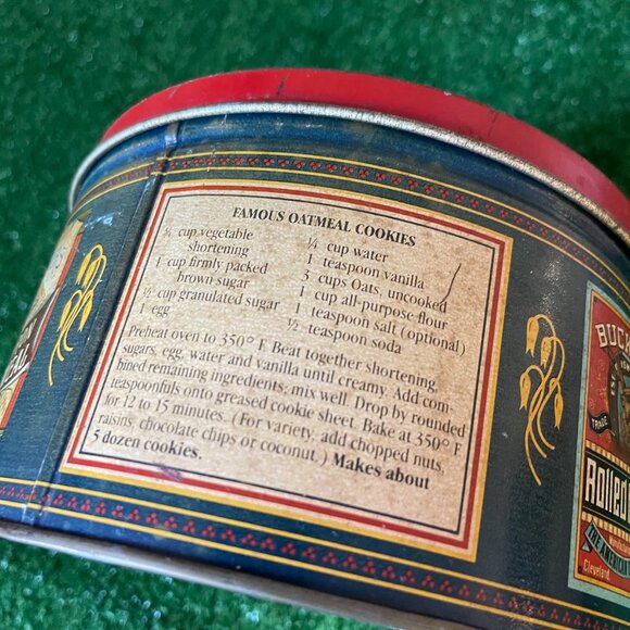 Pure Quaker Oats Limited Edition 1983 Vintage Tin Can Storage w/ Cookie Recipe - Picture 6 of 12